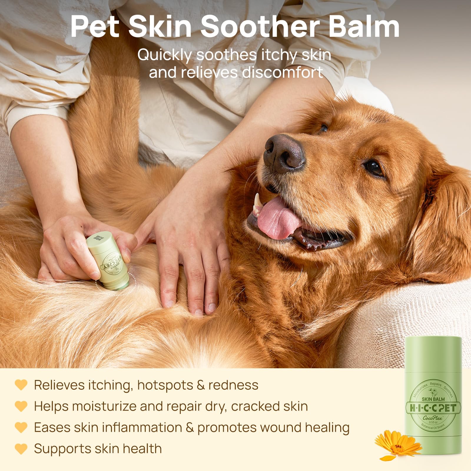 Texture-naturelle du baume cutané HICC PET pour hydratation en profondeur.