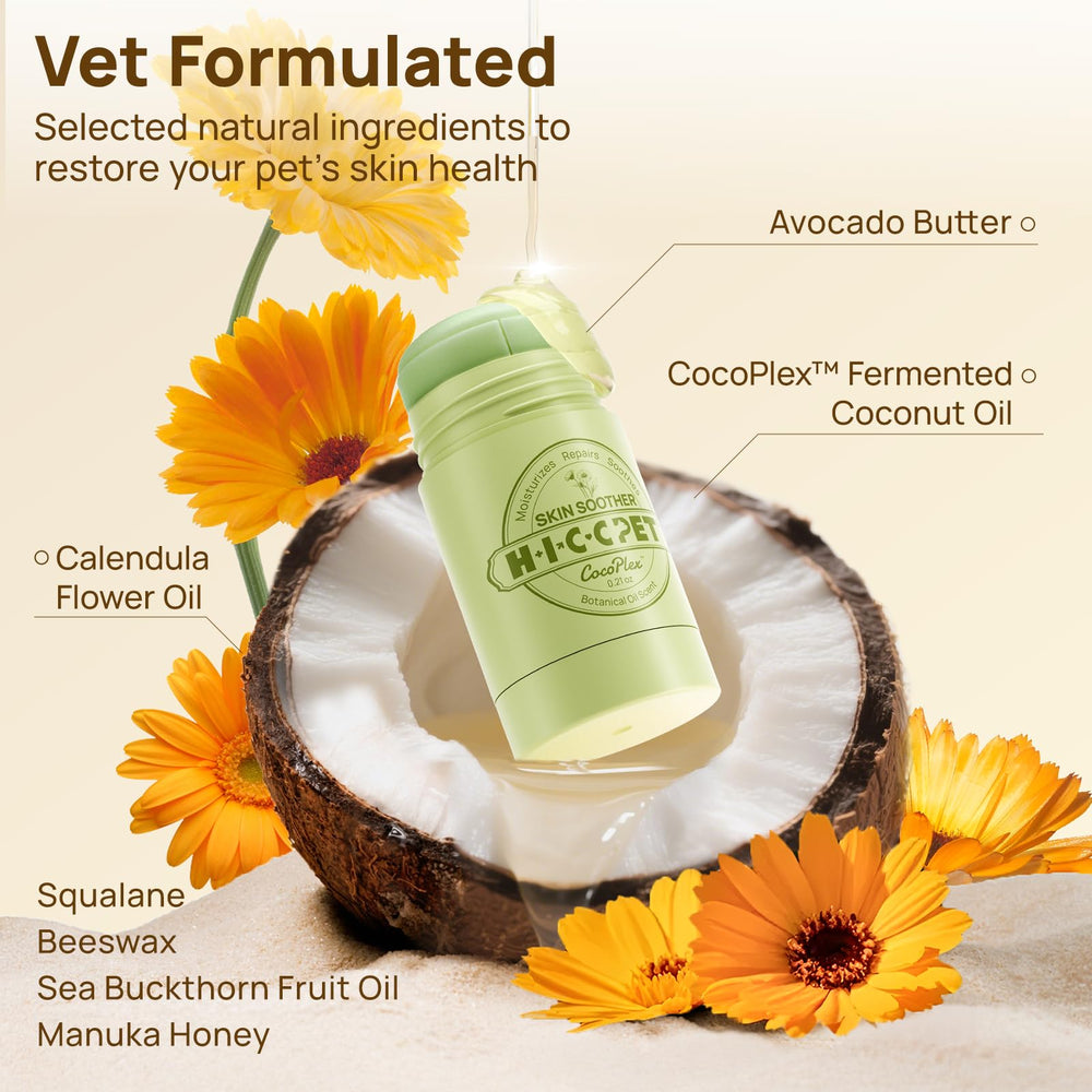 Baume chat HICC PET format voyage pour une hydratation efficace.