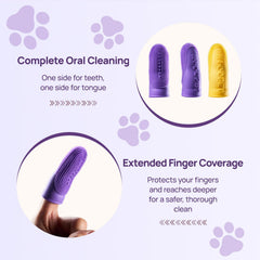 Brosse dentaire doigt HICC PET, vue détaillée, silicone doux pour un brossage confortable.