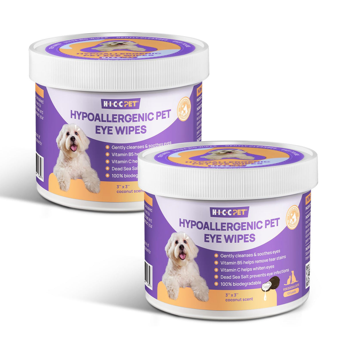 Lingettes yeux HICC PET, ensemble 200 pièces, nettoyage sûr et pratique pour chiens et chats.