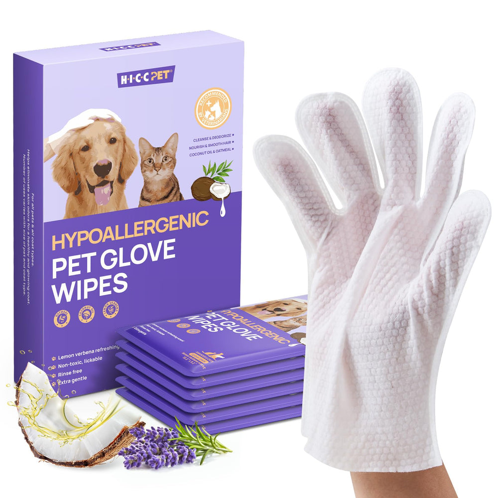 Gant nettoyant déodorant HICC PET au parfum verveine pour pelage frais.