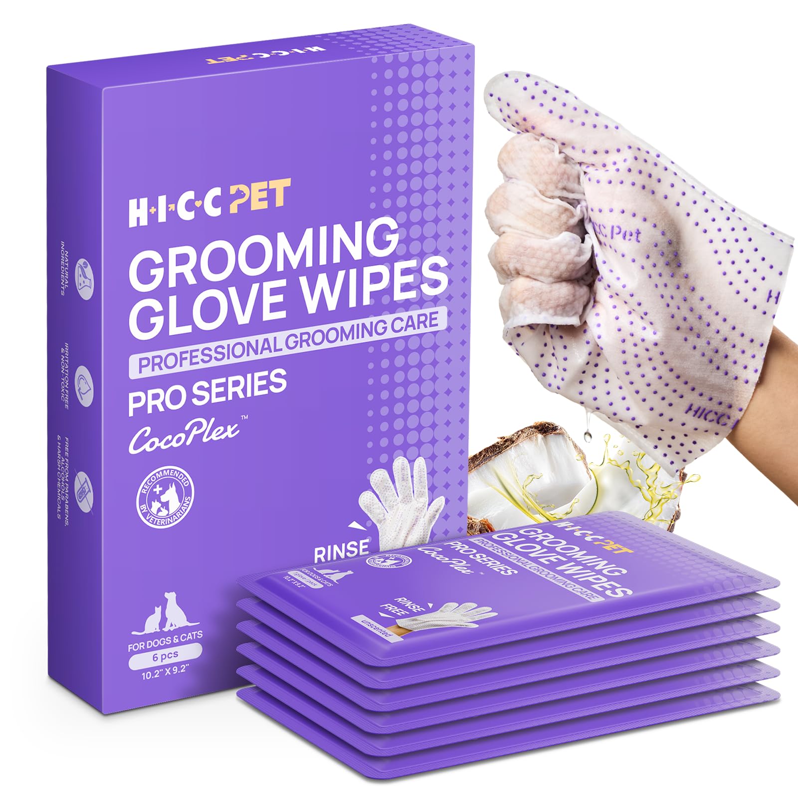 Gants HICC PET avec texture 3D pour nettoyage en douceur visage et corps.