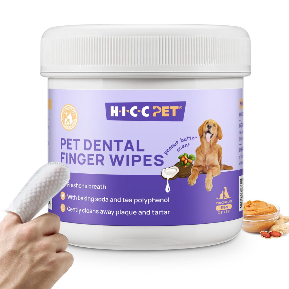 Lingettes dentaires HICC PET pour chiens et chats, aide à réduire les résidus.
