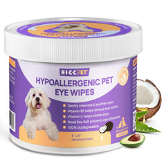 Lingettes yeux HICC PET: nettoyage rapide autour des yeux chien et chat, sans irritation.
