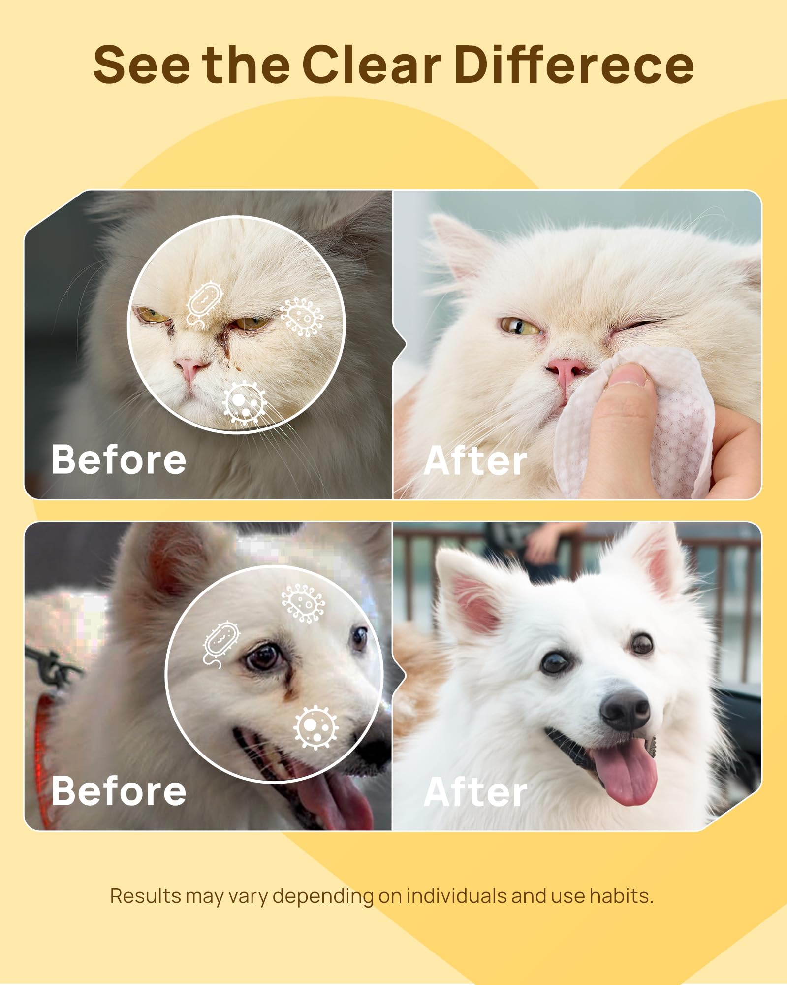 Lingettes Yeux HICC PET sans alcool et colorants.
