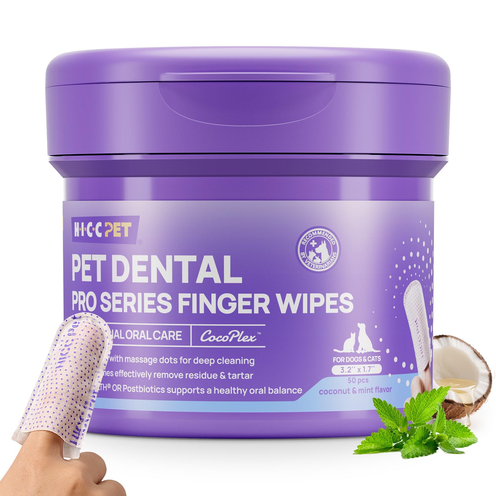 lingettes HICC PET Pro sur doigt pour brossage facile dents et gencives