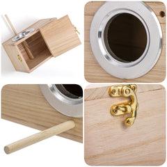 Boîte-nid en bois intérieur Hiceeden avec rebord sécurisé.