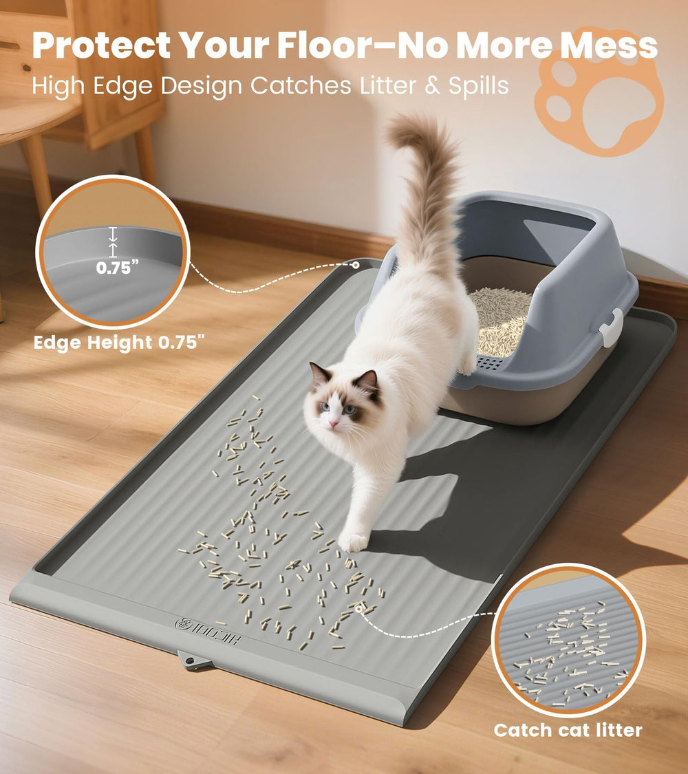 Tapis Litière HICOOI 36x24, surface-silicone-impermeable: nettoyage rapide et sans tache.