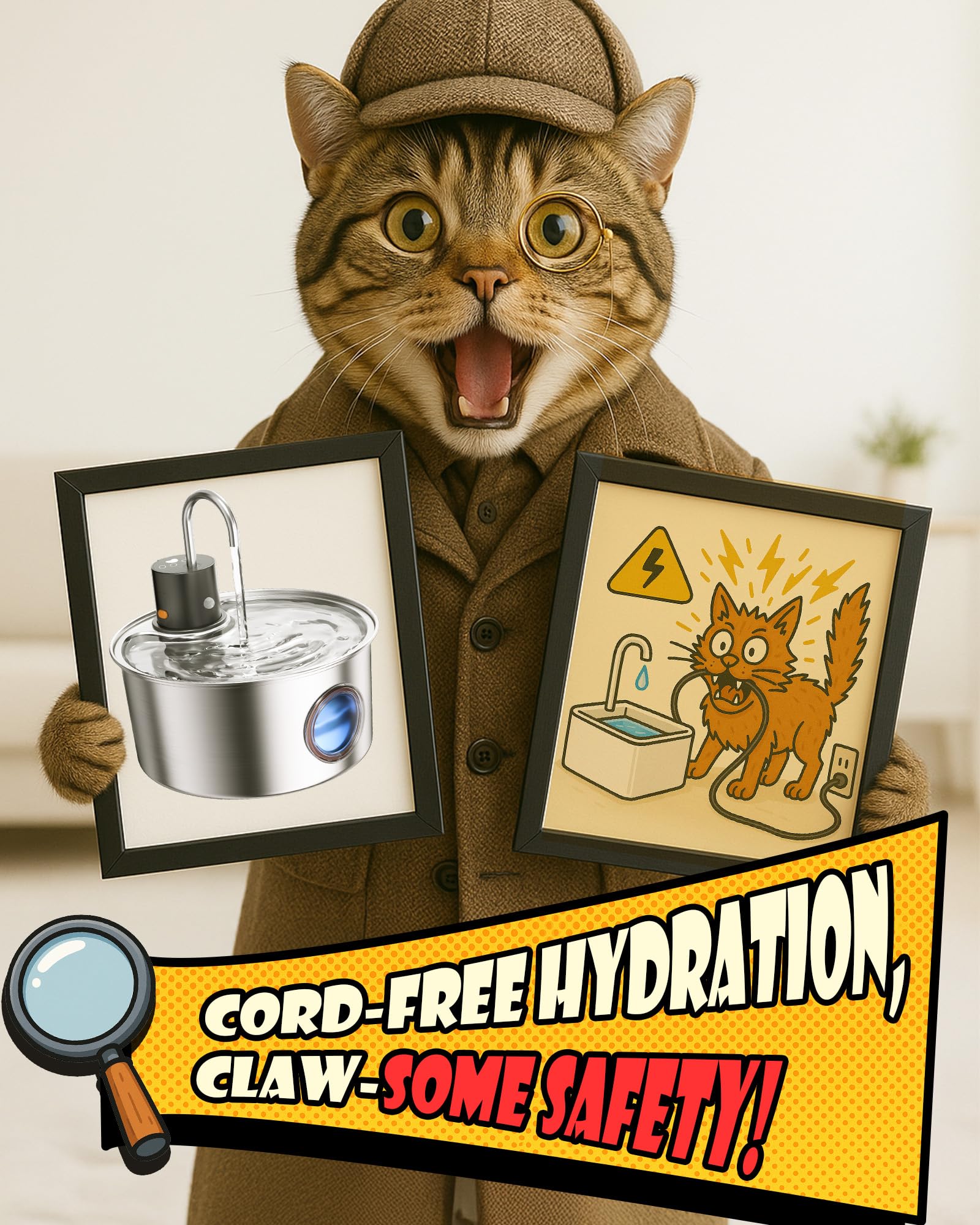 Fontaine Hicuper sans fil – liberté d’emplacement pour animaux.