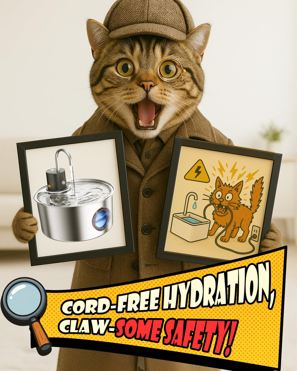 Fontaine Hicuper sans fil – liberté d’emplacement pour animaux.