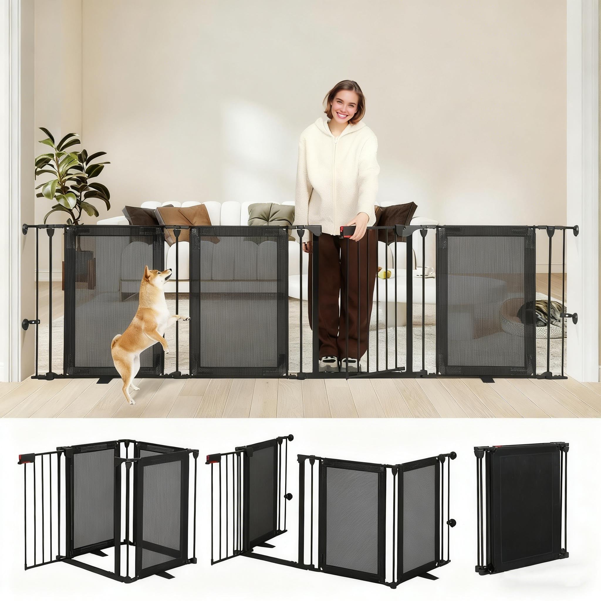 HIDOG barrière pliable 102 pouces, sécurise facilement les grands espaces intérieurs.