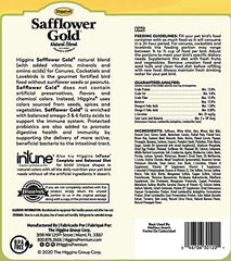 Higgins Safflower Gold, ingrédients naturels pour conures et calopsittes, soutien nutritionnel.