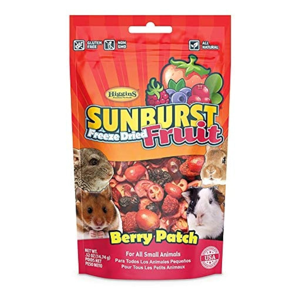 Higgins Sunburst Berry Patch pour petits animaux, mélange de baies lyophilisées pour varier les friandises.
