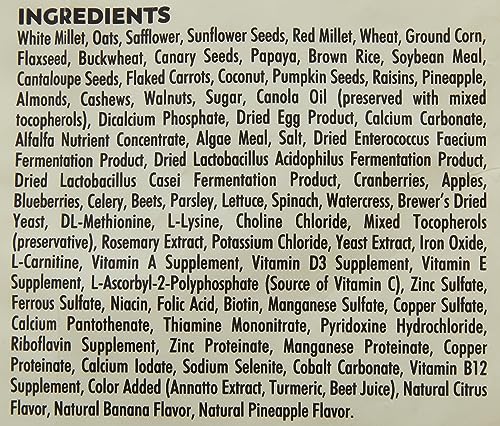 Idéal pour calopsittes jeunes à adultes, variété et nutriments.