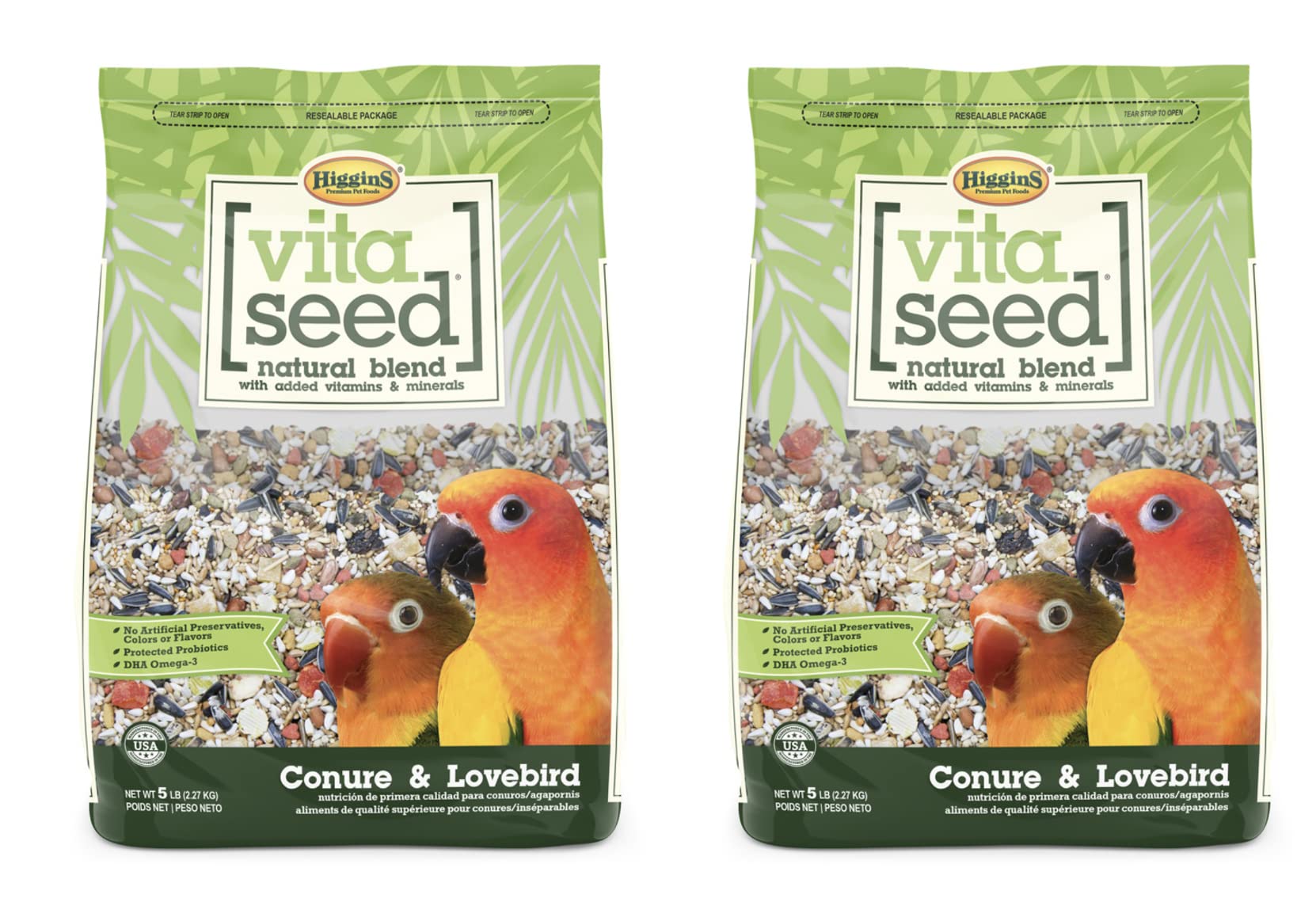 Higgins Vita Seed Mélange Conure et Lovebird – sachet pratique pour un repas équilibré