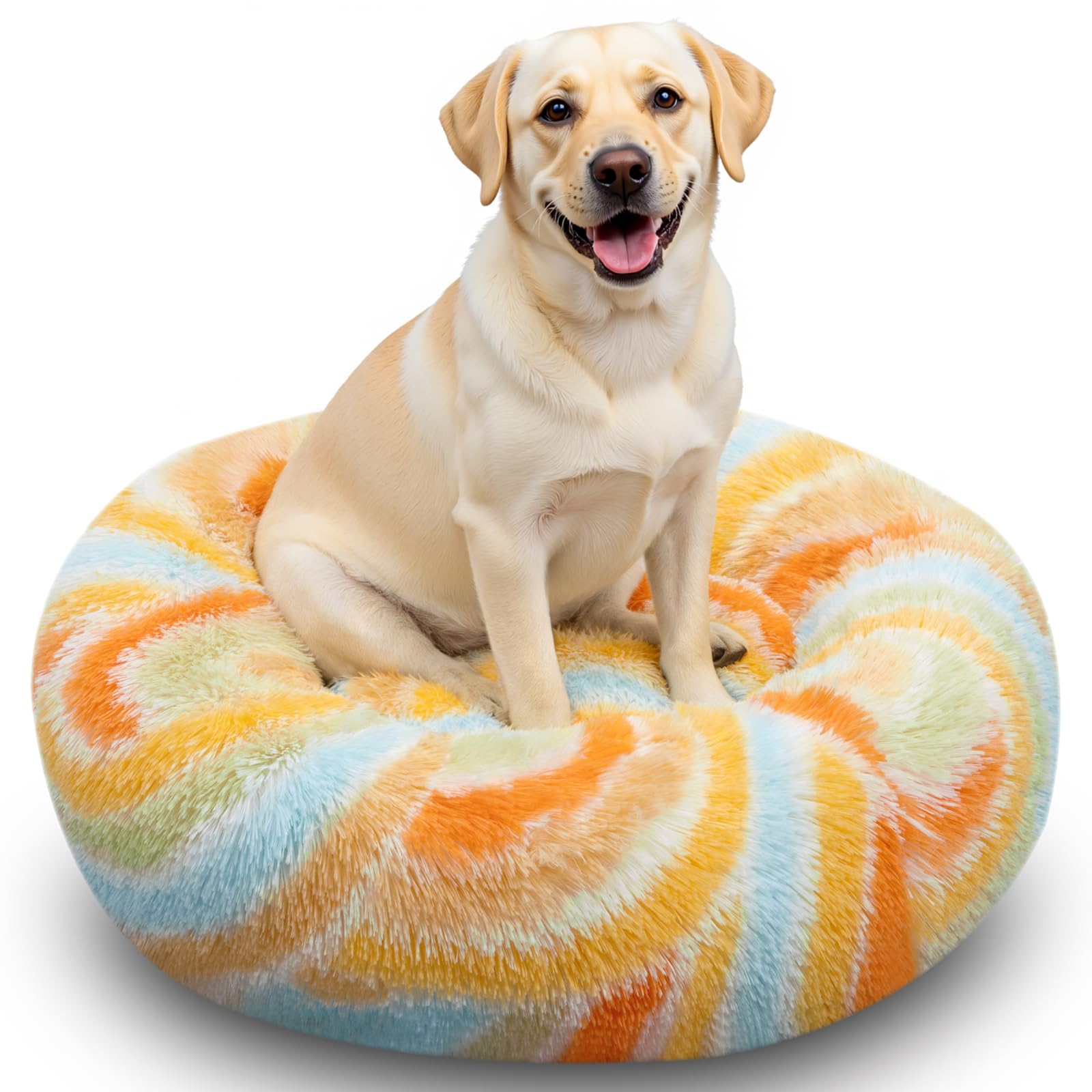 HiiARug coussin rond doux pour chien et chat, favorisant un repos paisible.
