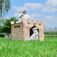 HIIMALEX maison-lapin-hutte-bois: structure robuste adaptée à l’intérieur.