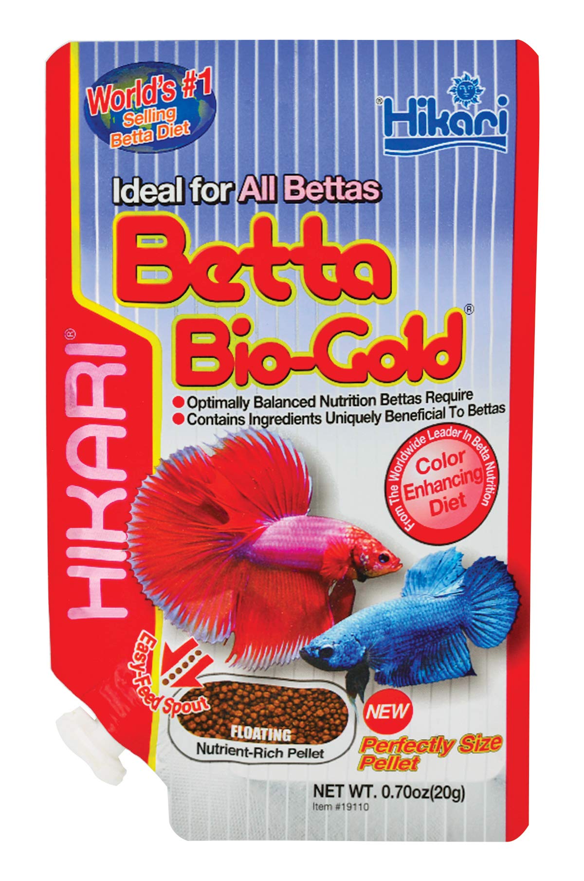 Hikari Betta Bio-Gold, alimentation quotidienne idéale pour bettas actifs et stressés.