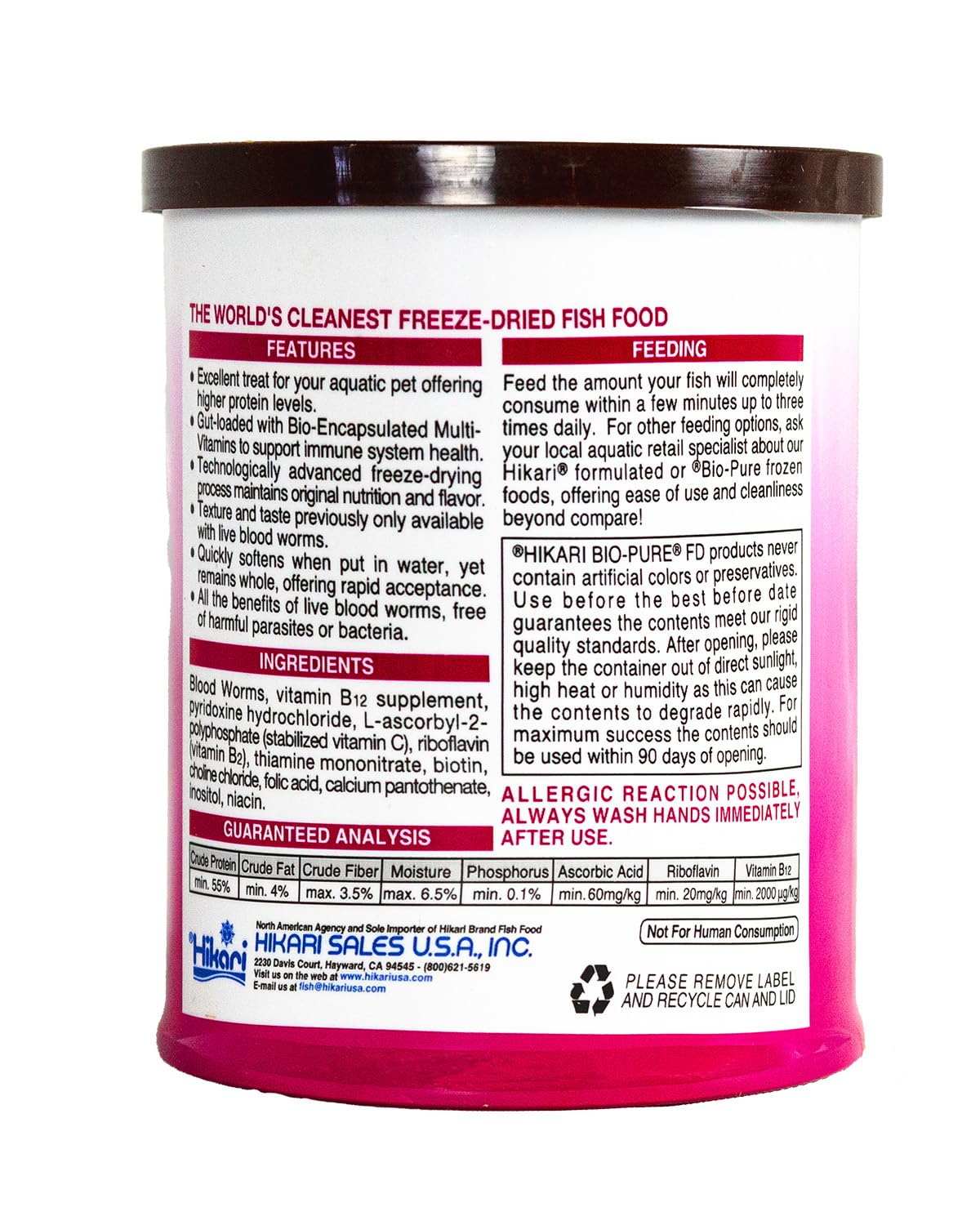 Hikari Bio-Pure haut-distributeur-cliquet, dose précise sans effort.