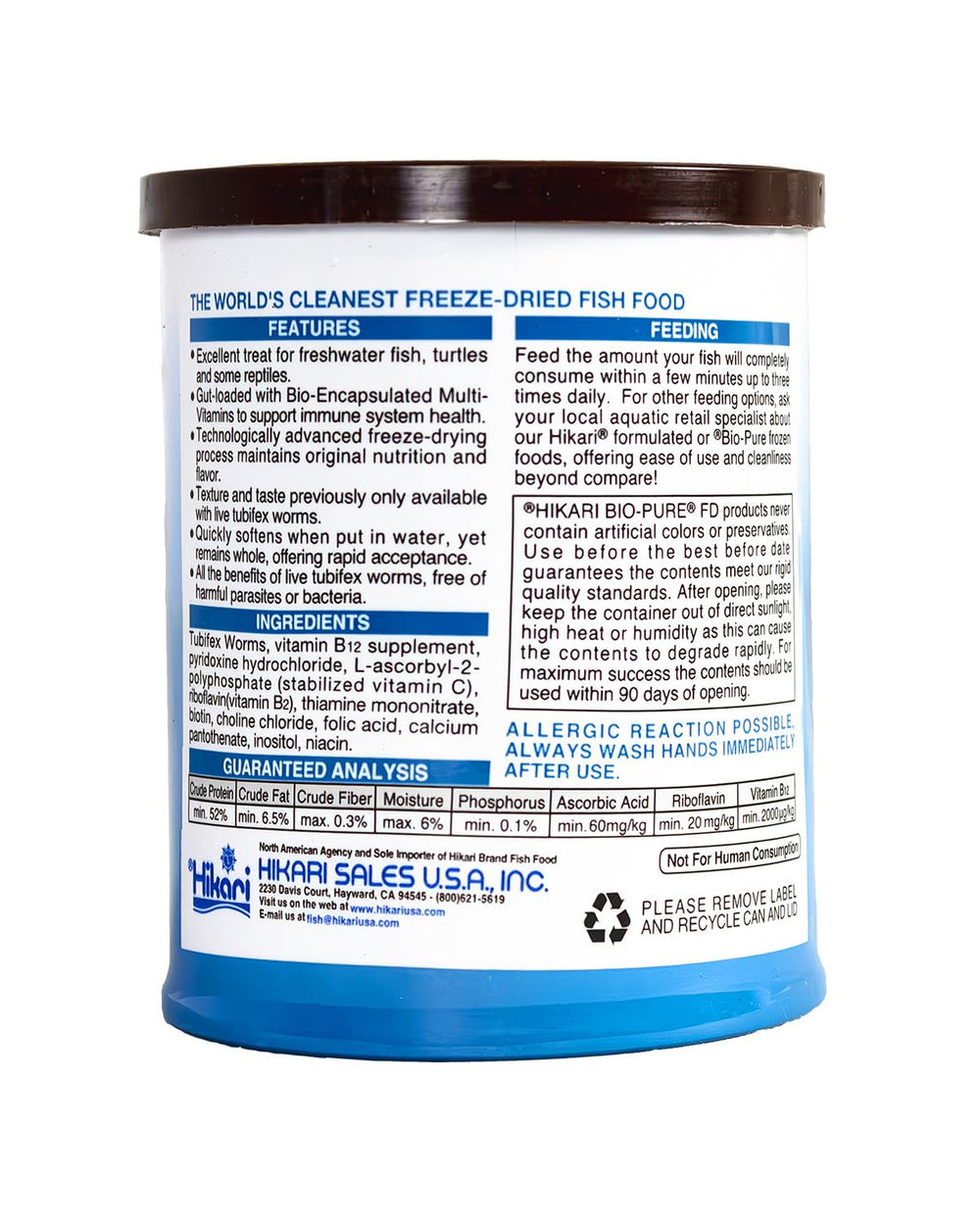 Hikari Bio-Pure Tubifex cubes sans nuage d'eau pour un aquarium clair.