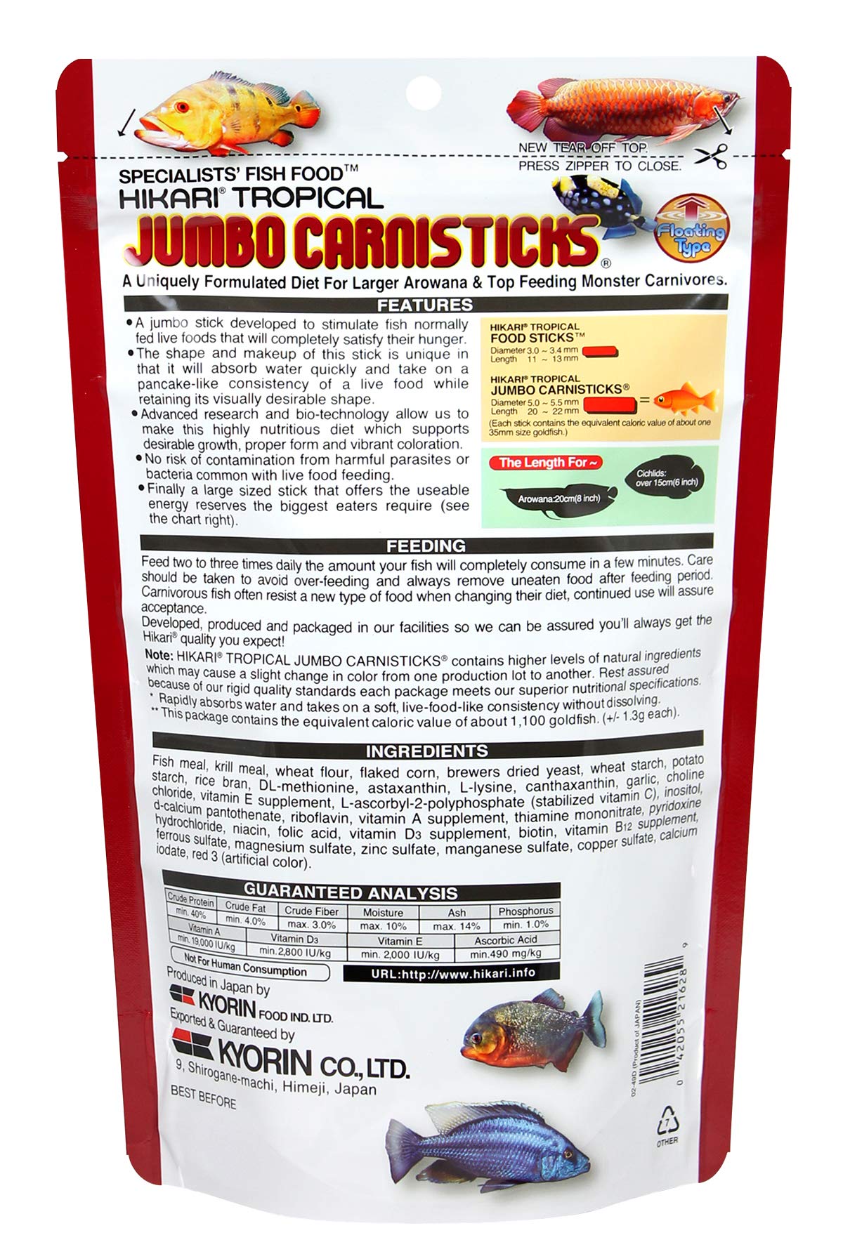 Tranche de Carnisticks prête à nourrir les gros carnivores rapidement.