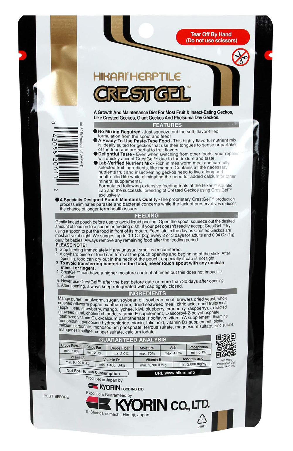 Poche CrestGel pratique, versement rapide et propre pour geckos