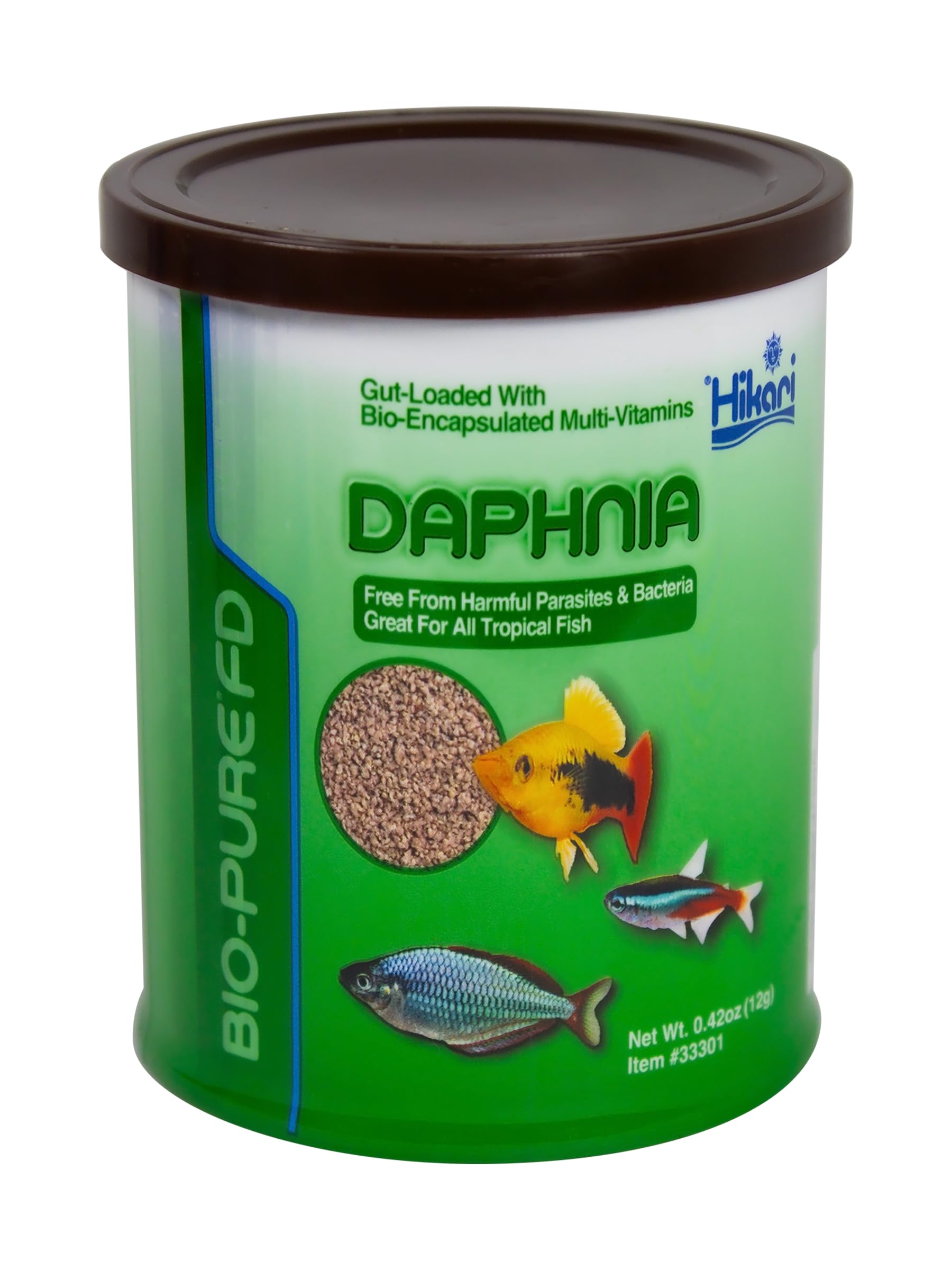 Hikari Bio-Pure Daphnia, distributeur breveté, nourrissage précis sans nuage d’eau.