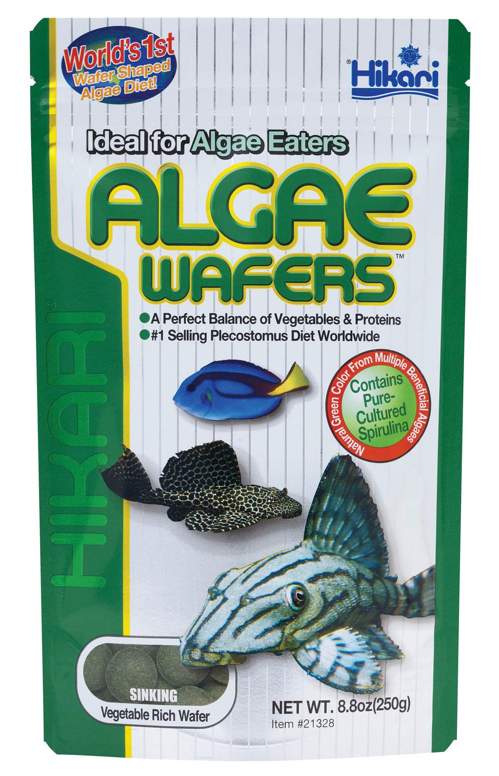 Hikari galettes algues tropicales emballage: pratique et prête à nourrir vos poissons.