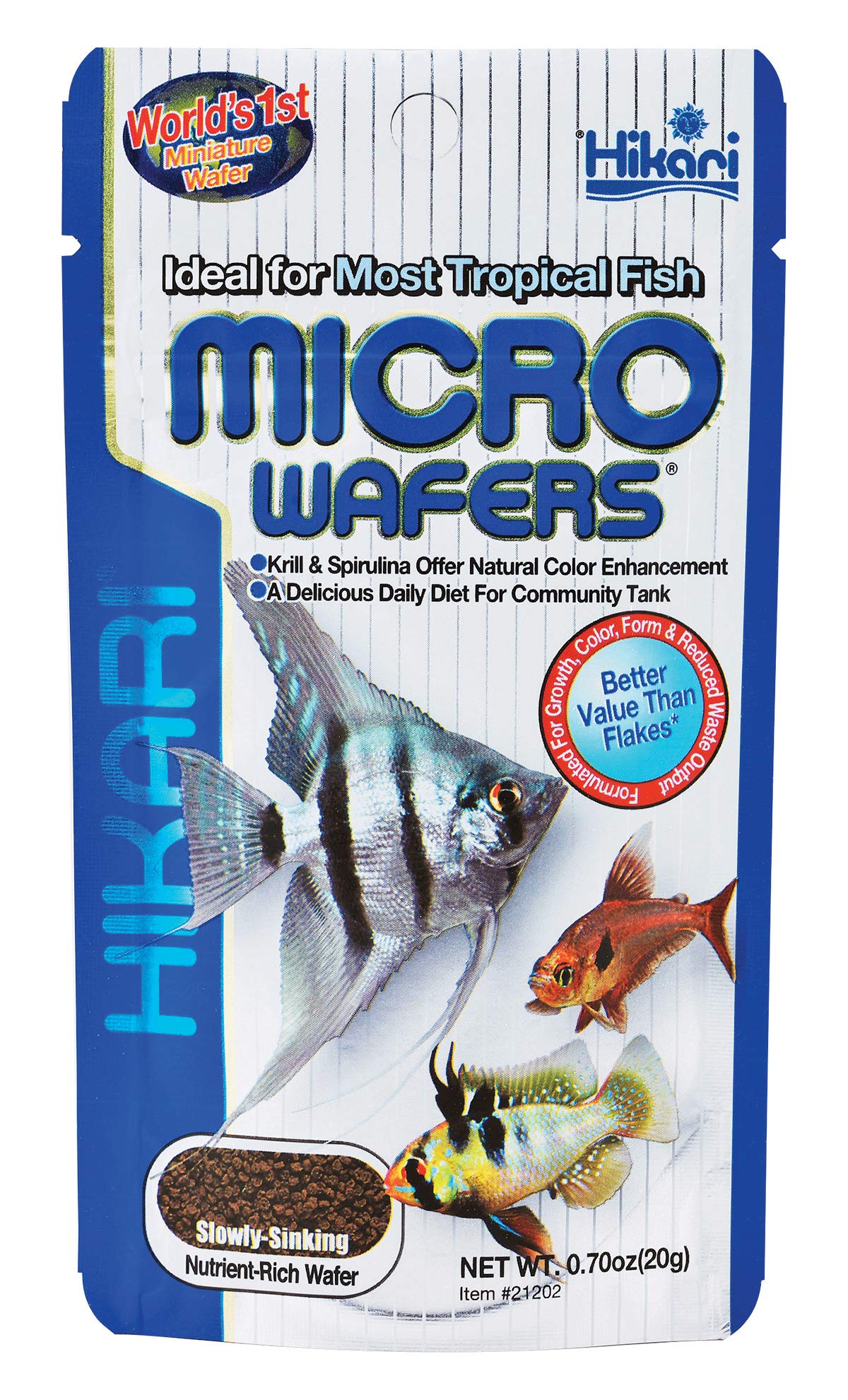 Hikari galettes micro miniatures, alimentation facile à distribuer pour poissons d'aquarium.