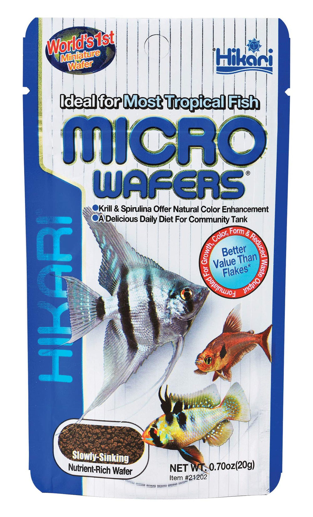 Hikari galettes micro miniatures, alimentation facile à distribuer pour poissons d'aquarium.