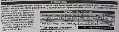 Hikari Gold emballage pratique et etiquette nutritionnelle claire.