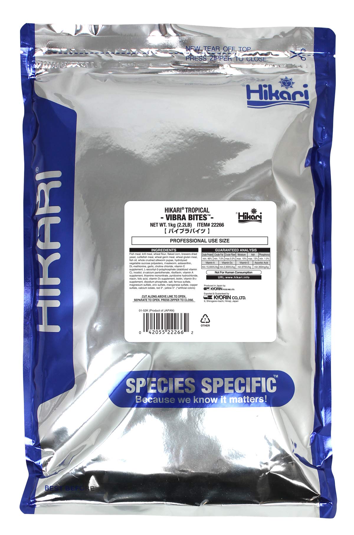 Hikari HK22266 Vibra Bites favorise des couleurs éclatantes chez les poissons tropicaux.