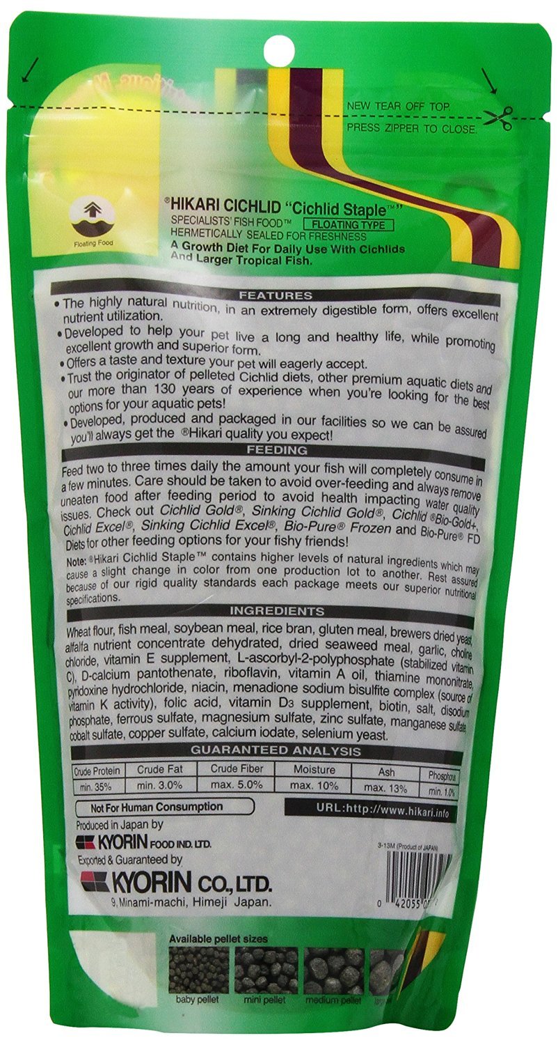 Hikari lot de 3 granulés pour cichlidés, présentation pratique pour nourrir quotidiennement.