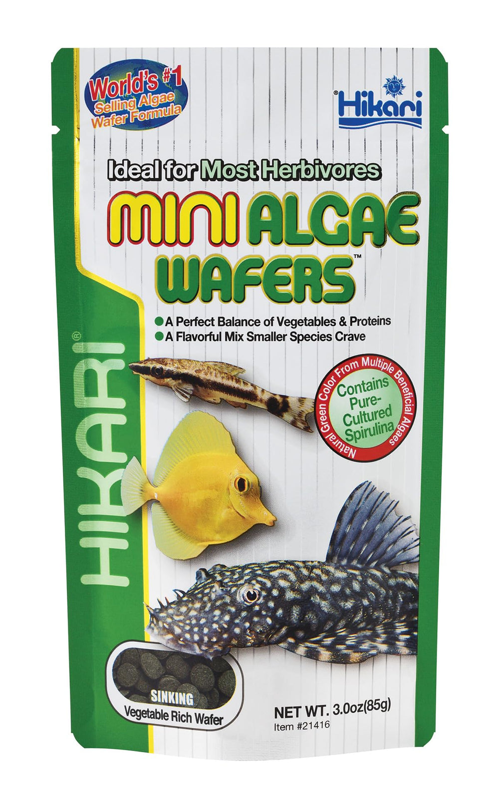 Hikari mini pastilles algues tropicales pour poissons, alimentation végétale stable.