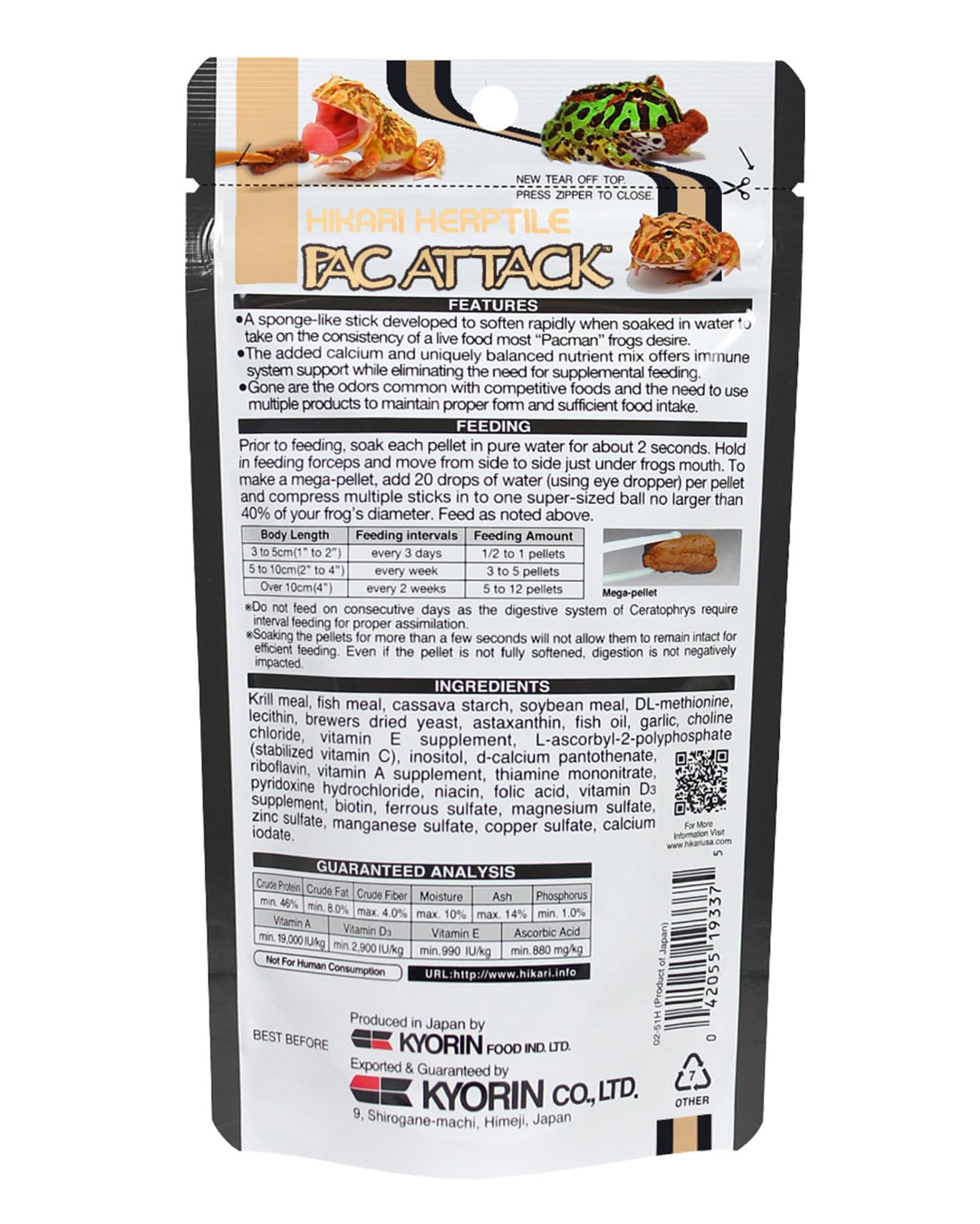 Hikari Pac Attack, pellets compacts, forme adaptée pour une ingestion fluide.