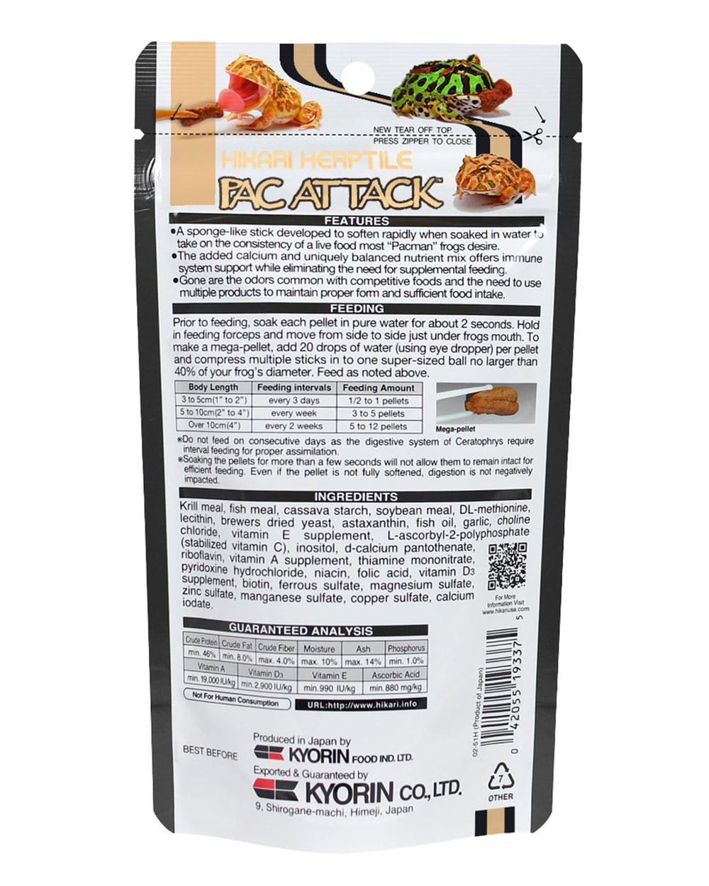 Hikari Pac Attack, pellets compacts, forme adaptée pour une ingestion fluide.
