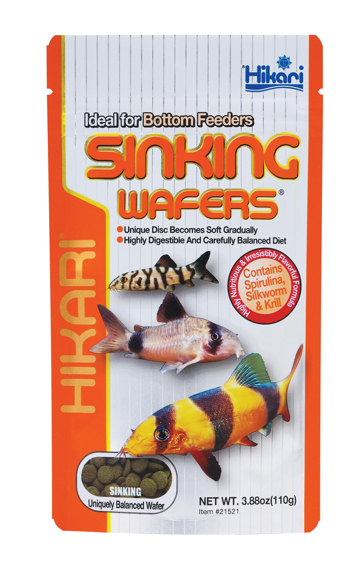 Hikari pastilles coulantes tropicales pour poissons-chats, alimentation facile et bénéfique.