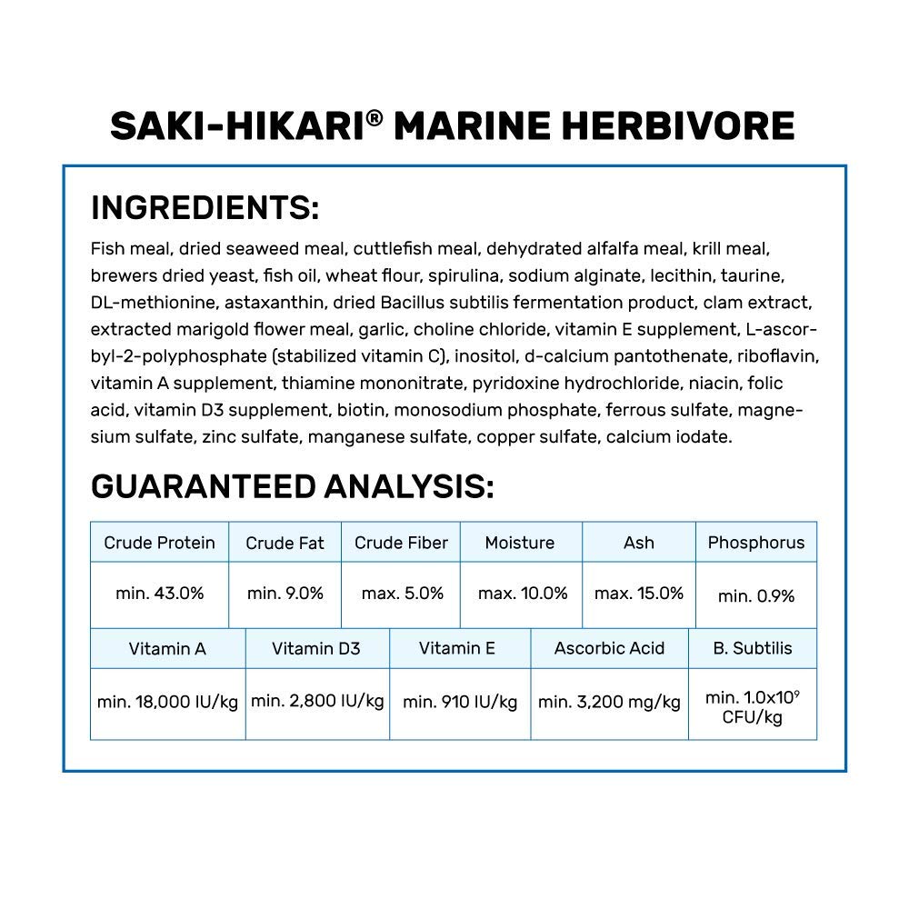 Hikari pellets marins herbivores qui coulent lentement pour nourrir poissons