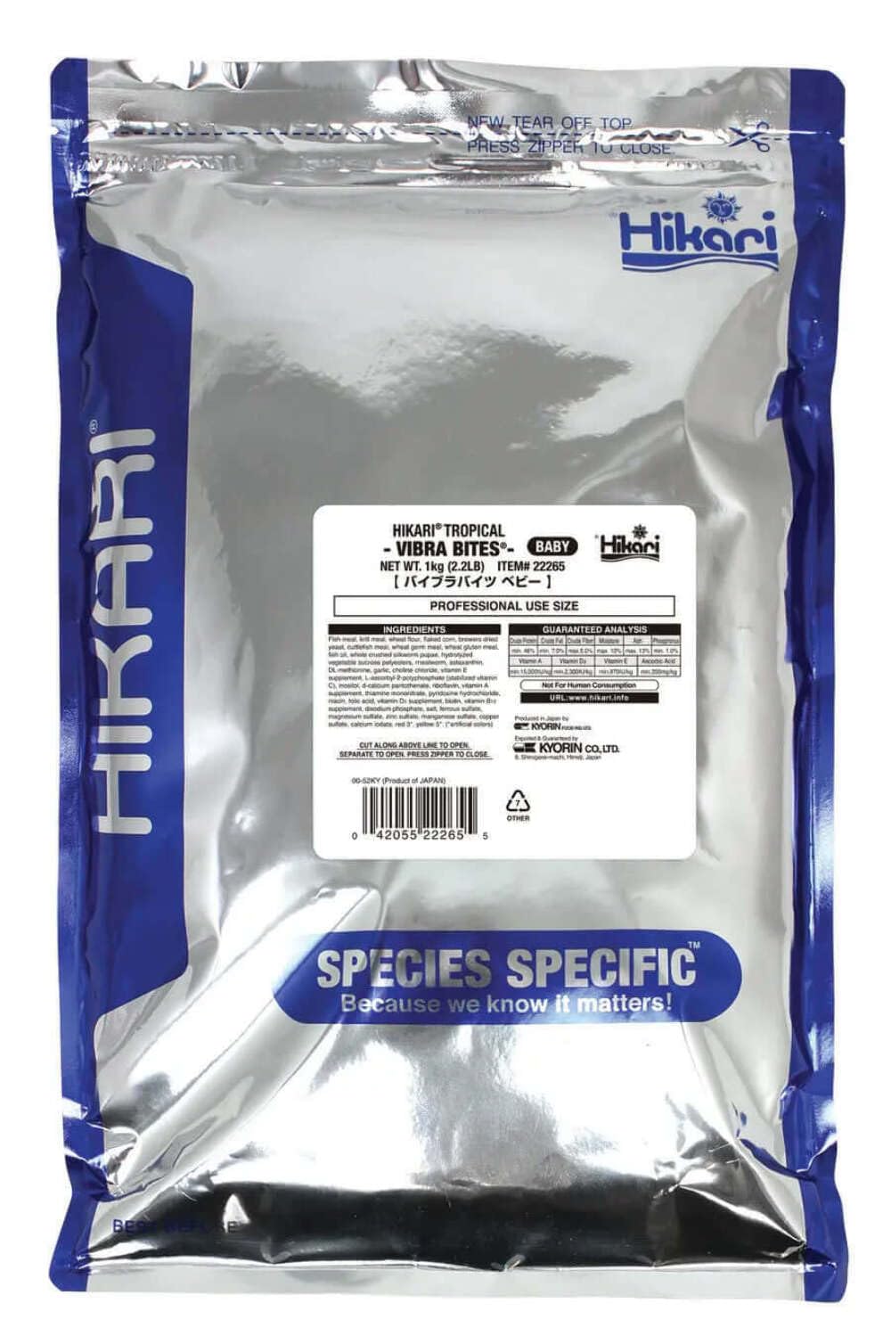 Hikari Vibra Bites Baby alimentation en action: nourrissage efficace et coloration potentielle.