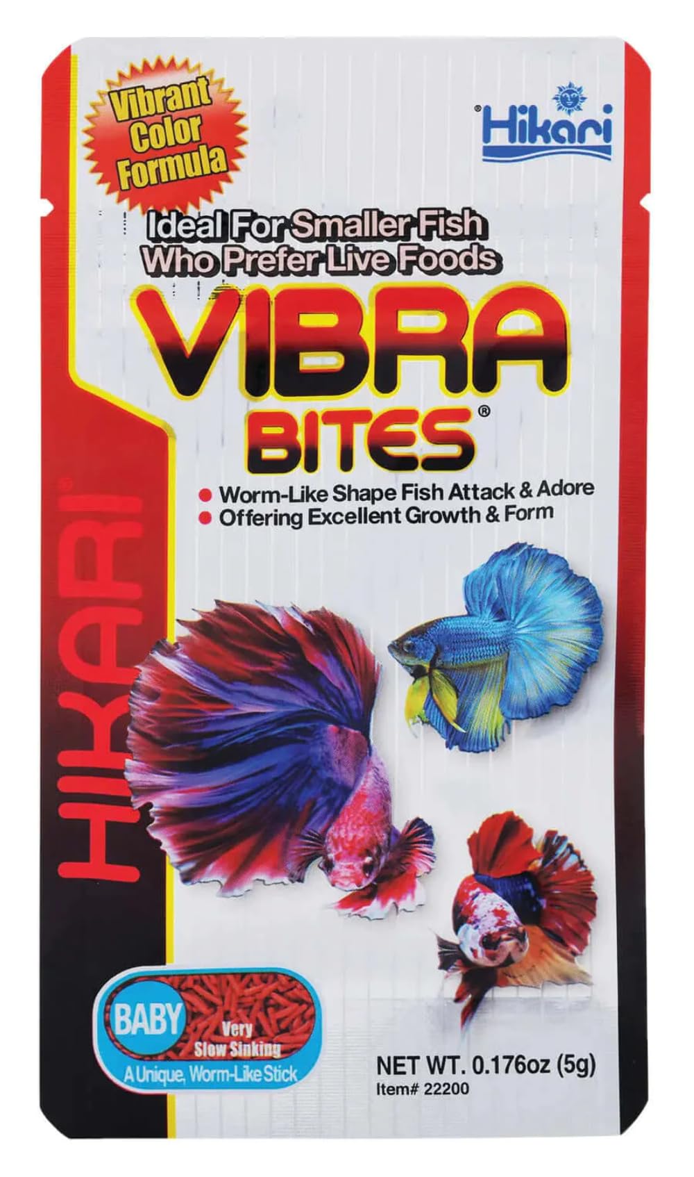 Hikari Vibra Bites Baby emballage: présentation pratique du produit.