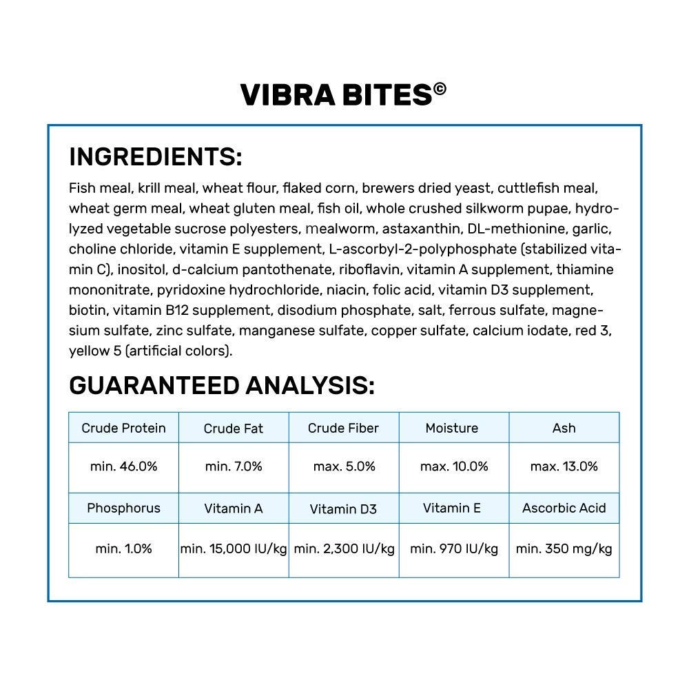 Hikari Vibra Bites inclut des vers de farine pour une option savoureuse.