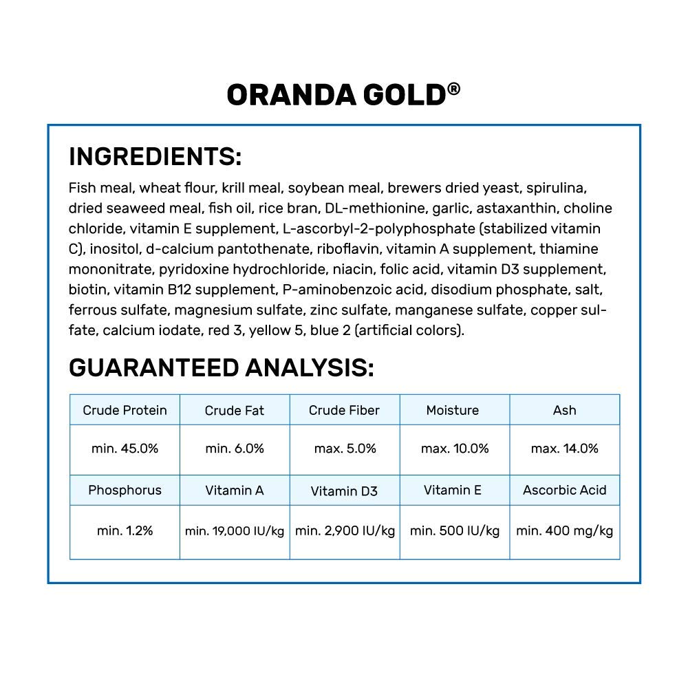Formule vitaminée Hikari Oranda Gold, vitamines A, C, D3 et E incluses.