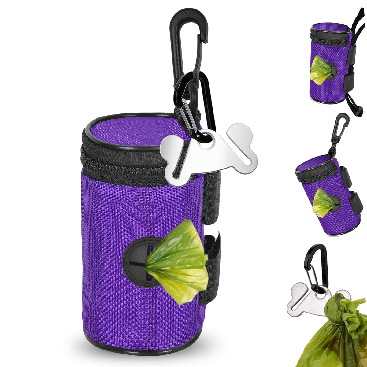 Hilihali distributeur sacs crottes ronde violet pour laisse, pratique et mains libres.