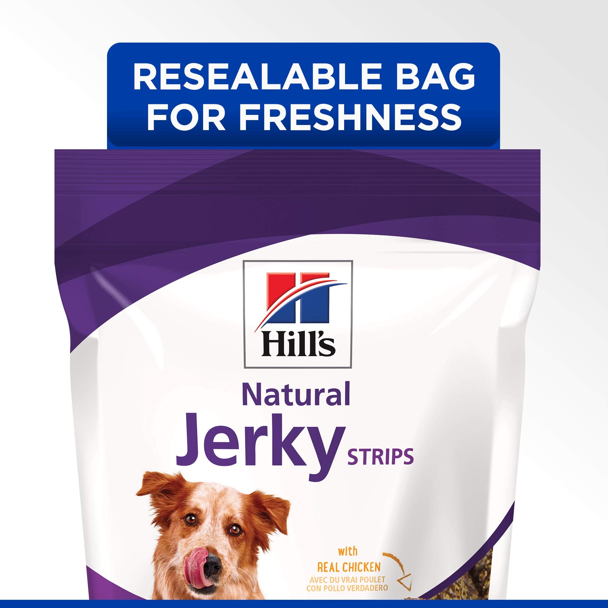 Hill's Natural Jerky Strips poulet : texture tendre qui plaît au palais canin.