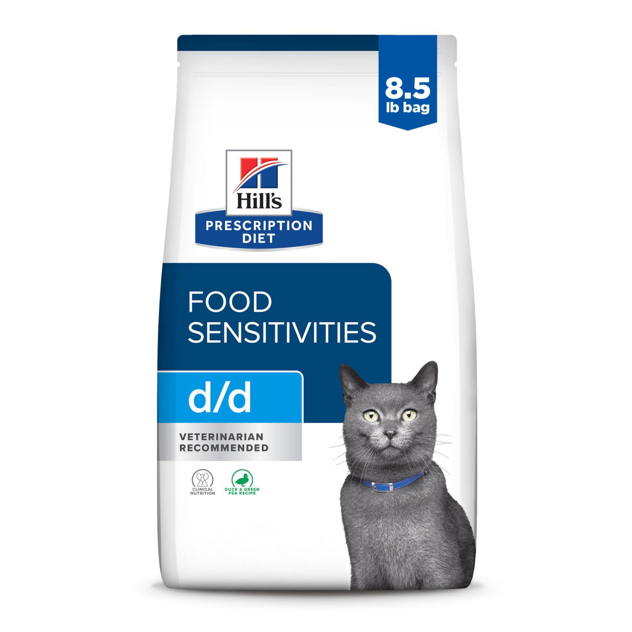 Hill's Prescription Diet d/d chat emballage clair pour sensibilités canard et pois.