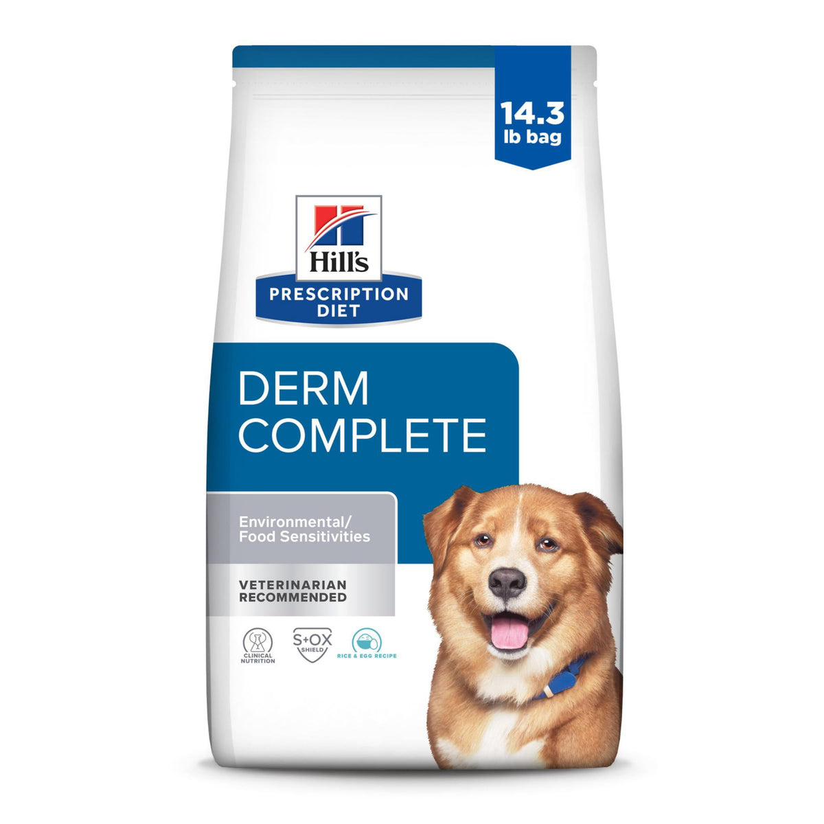 Emballe Hill's Prescription Diet Derm Complete, croquettes pour chiens sensibles, gestion des sensibilités