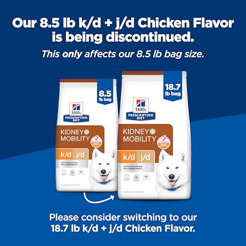 Sacs de croquettes Hill's k/d + j/d pour chien présentés comme option pratique