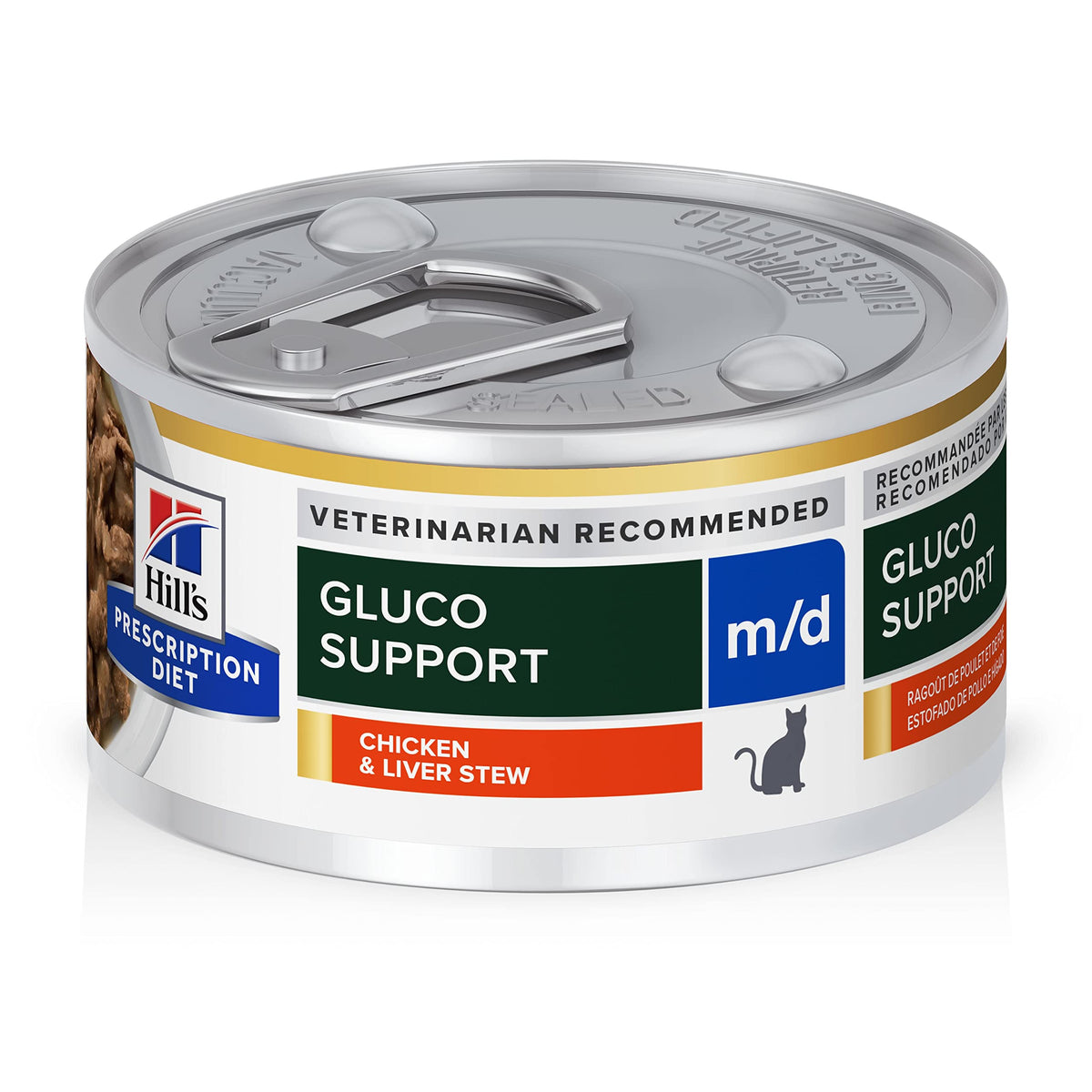 Hill's Prescription Diet m/d GlucoSupport chat-poulet-foie ragout en boîtes, repas humide pratique