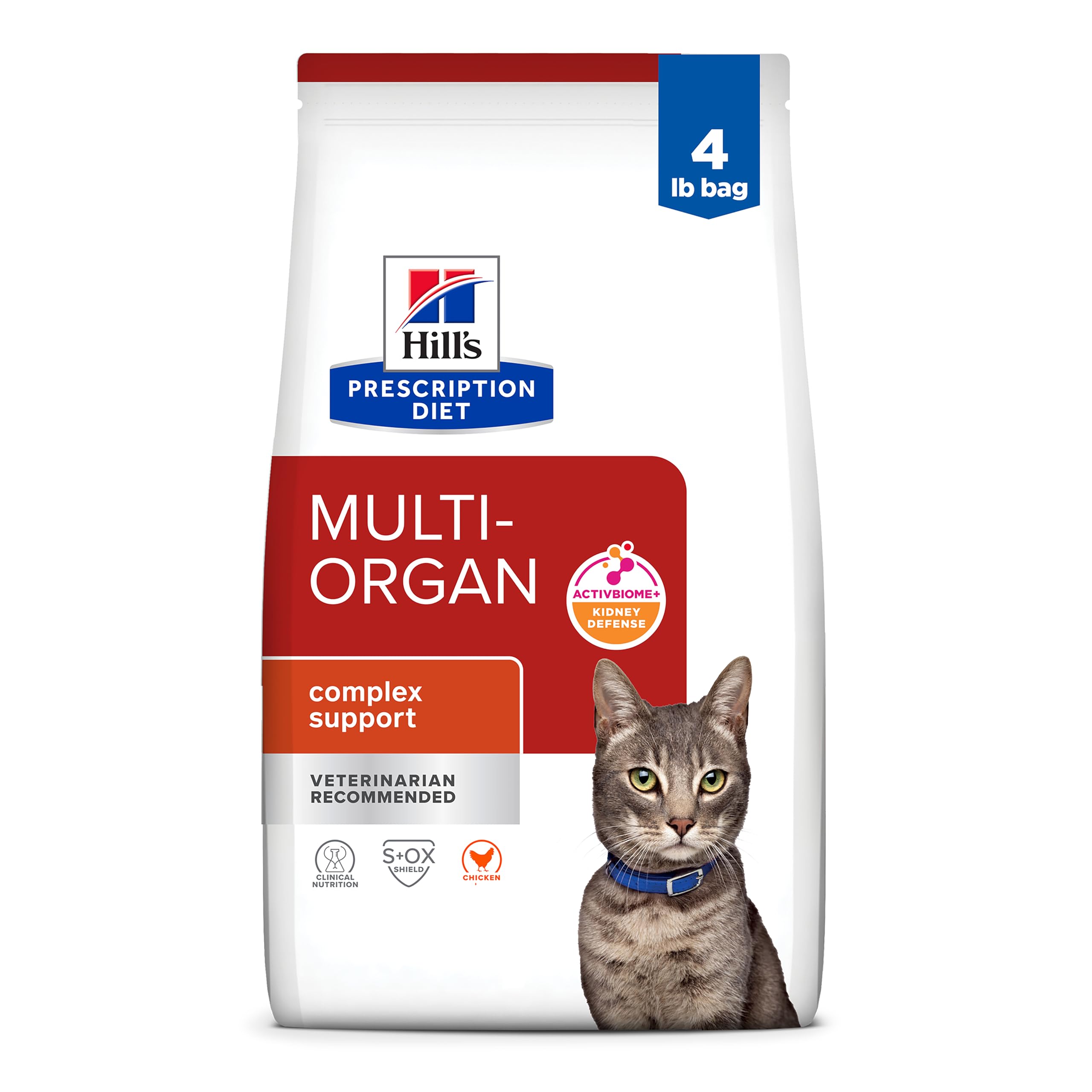 Hill's Prescription Diet Multi-Organ croquettes au poulet, soutien des organes et appétence.