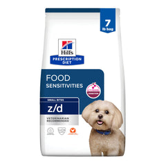 Hill's Prescription Diet z/d croquettes sensibilités chien – soutien peau et digestion.